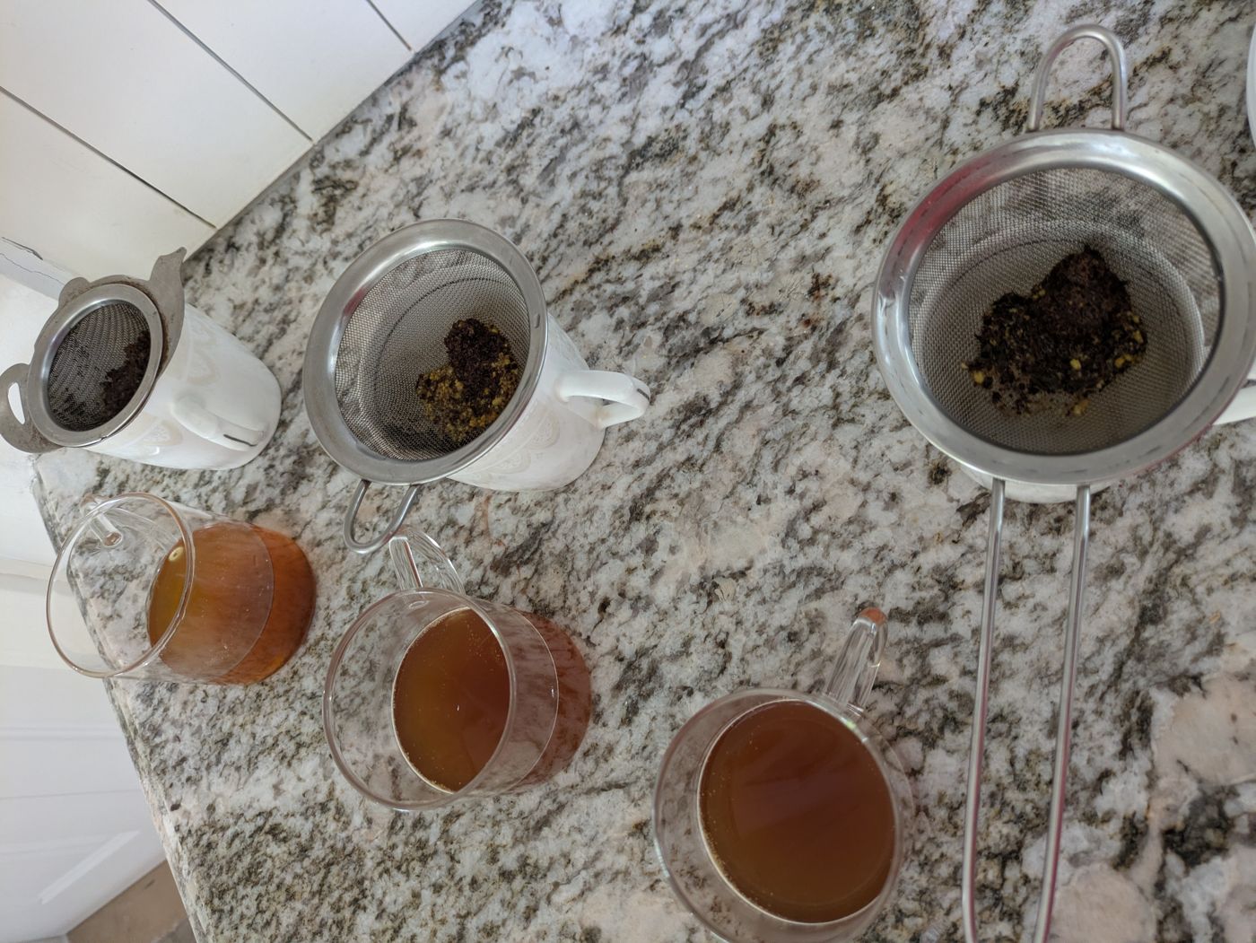 A row of comparison tasting cups